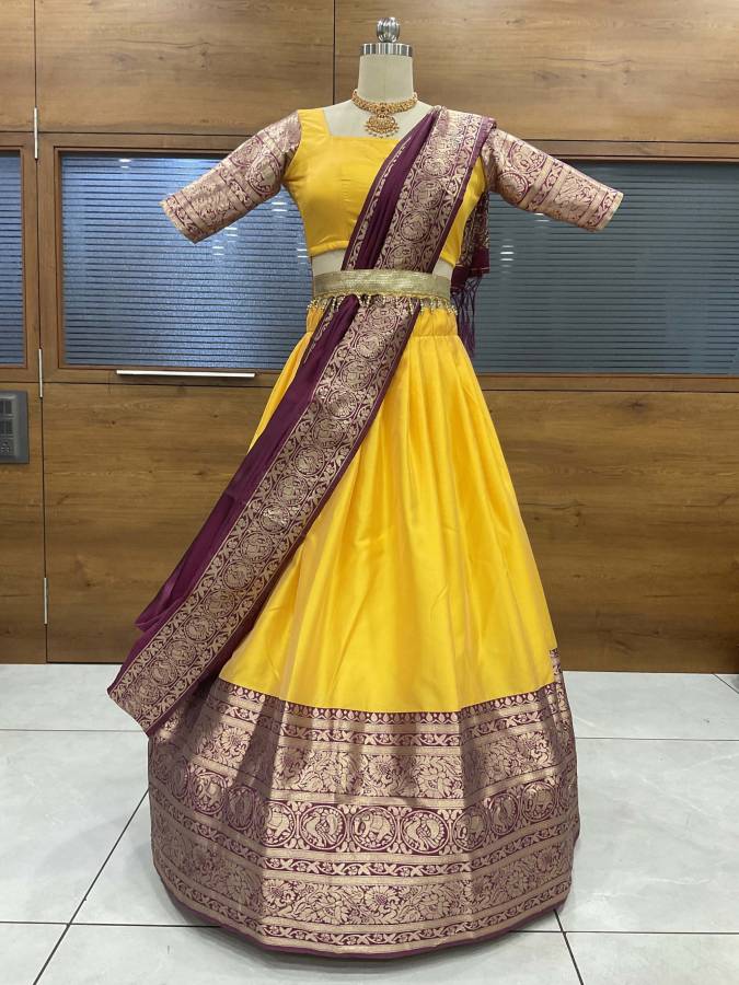 Solid, Self Design Semi Stitched Lehenga Choli Price in India
