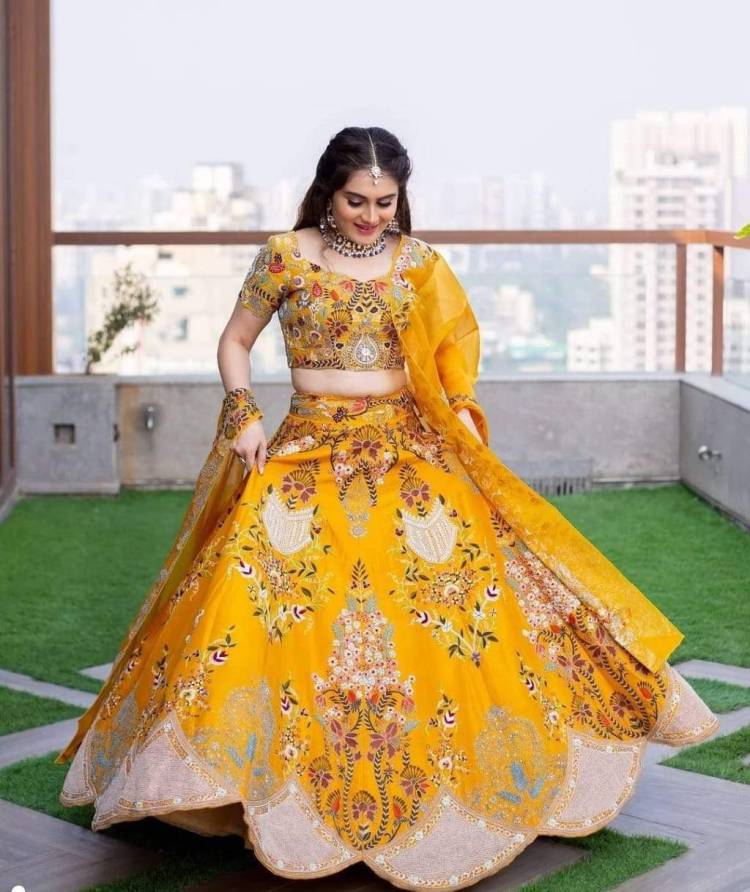 Solid, Embroidered, Floral Print, Self Design Semi Stitched Lehenga Choli Price in India