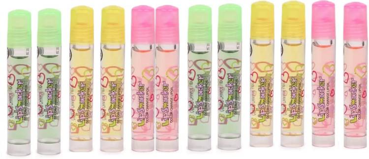 BLUEMERMAID Makeup Fruit Lip Balm Colorless Lip Oil Waterproof PACK OF 12 Price in India