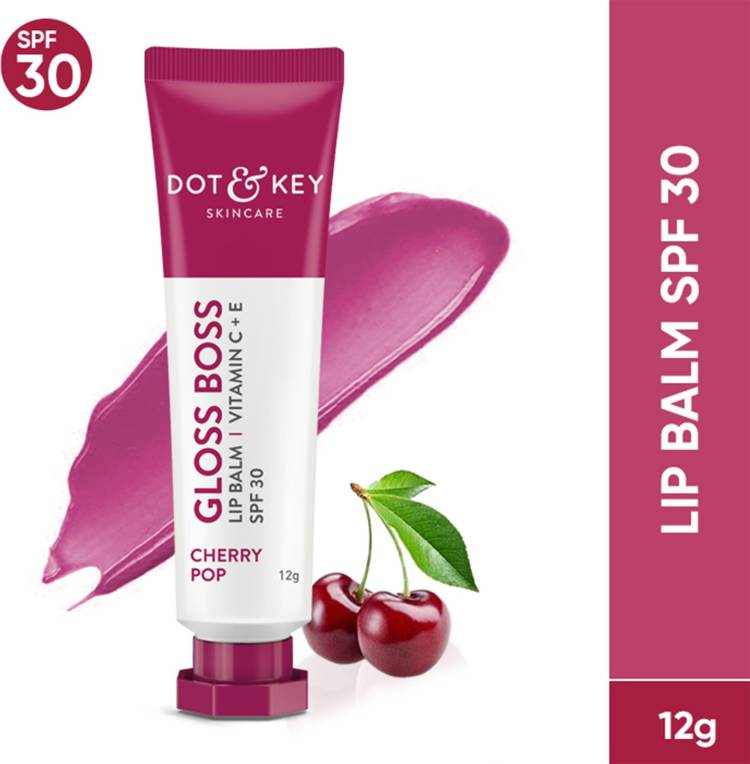 Dot & Key Gloss Boss Tinted Lip Balm SPF 30 I Vitamin C + E for Dark Lips, 12g-Cherry Pop Fruity Price in India