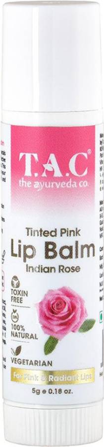 TAC - The Ayurveda Co. Tinted Lip Balm for Soft and Pink Lips with Indian Rose and SPF 20, 5gm Rose Oil, Vitamin E, Shea Butter Price in India