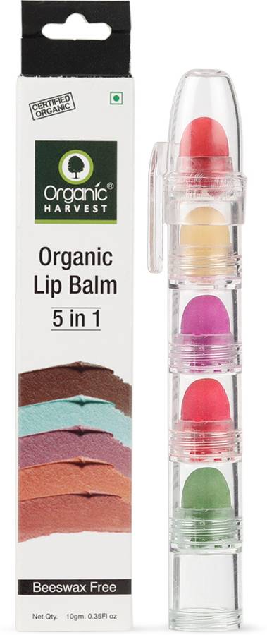 Organic Harvest 5 in 1 Lip Balm Enriched with Sunflower Oil and Benefits of Mango Butter for Women Dark Lips to Lighten Care, Beeswax Free, 100% Organic, Paraben & Sulphate Free Sunflower Oil, Mango Butter Price in India
