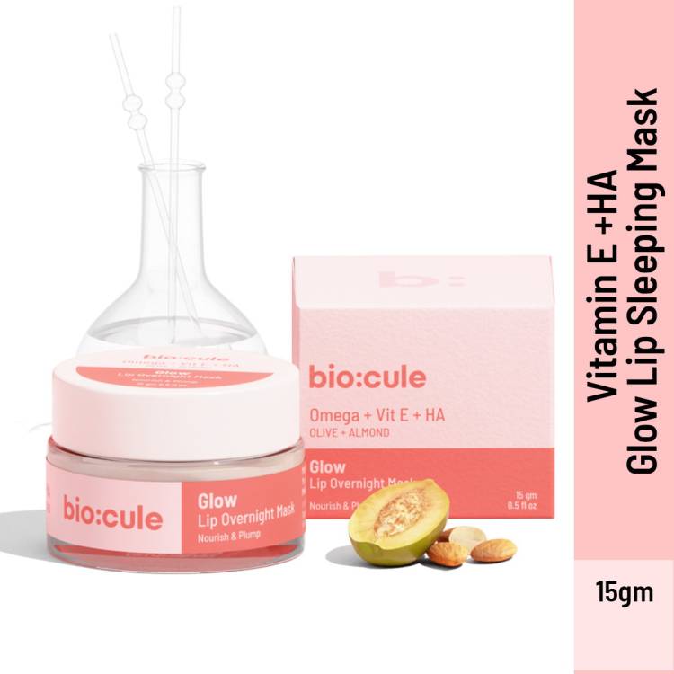 biocule 100% Natural Vitamin E Lip Glow Overnight Sleeping Mask for Soft Nourished Lips Almond, Shea Butter Price in India