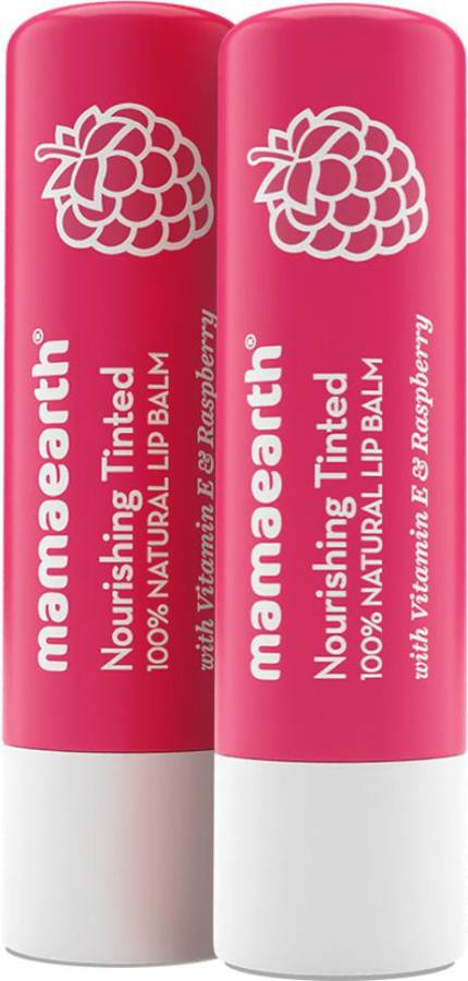 MamaEarth Nourishing Tinted 100% Natural Lip Balm with Vitamin E and Raspberry (Pack Of 2) Raspberry Price in India