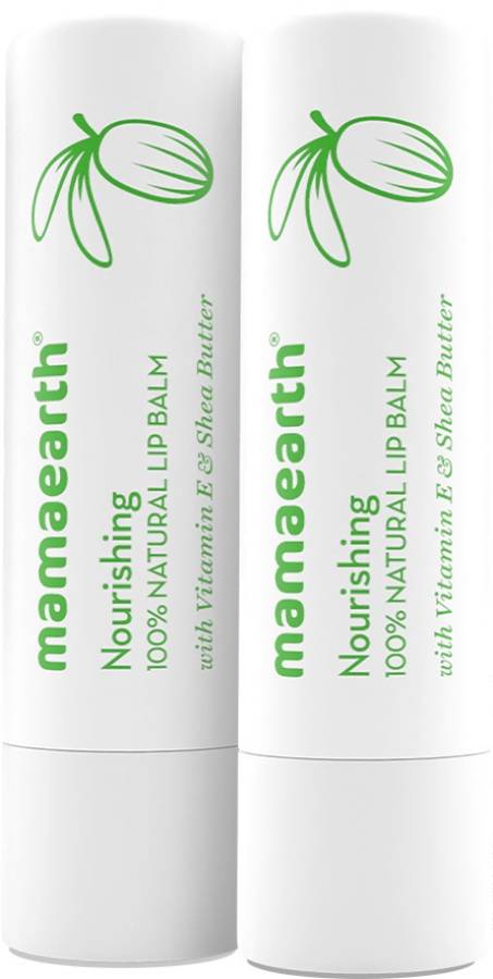 MamaEarth Nourishing 100% Natural Lip Balm with Vitamin E and Shea Butter (Pack Of 2) Natural Price in India