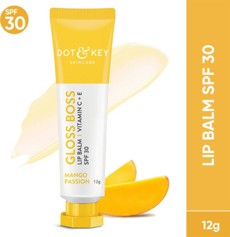 Dot & Key Gloss Boss Lip Balm SPF 30 I Vitamin C + E I 12g - Mango Passion (non-tinted) Fruity Price in India