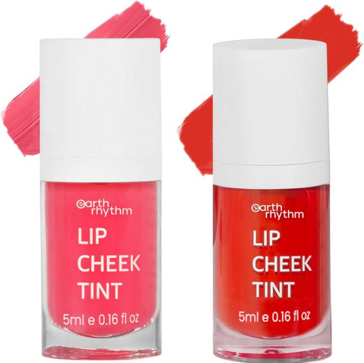 Earth Rhythm Lip & Cheek Tint Cherry & Mermaid Combo, Hydrates Dry Chapped Lips - 10 ml Cherry, Mermaid Price in India