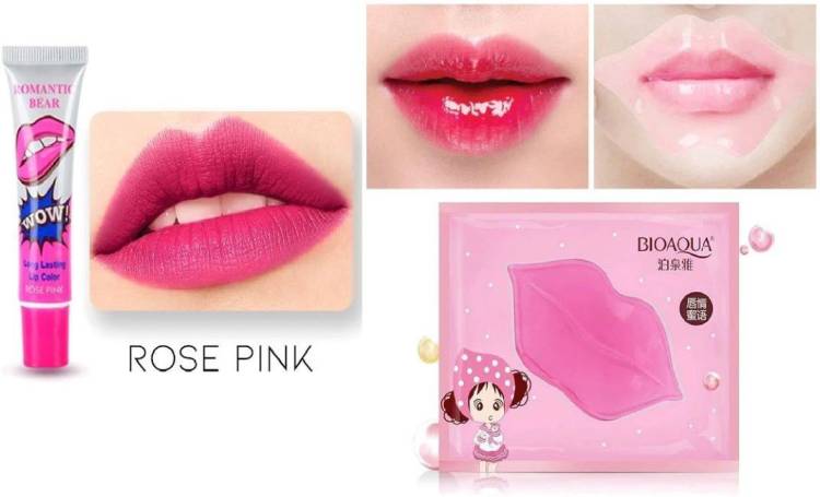 Digital Shoppy Romantic Bear Matte Lip Stick (Rose Pink) With Lip Mask Price in India