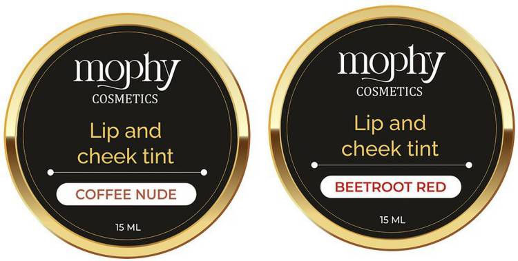 MOPHY Cosmetics Lip and Cheek Tint COFFEE NUDE & BEETROOT Blush Natural Makeup Look Price in India