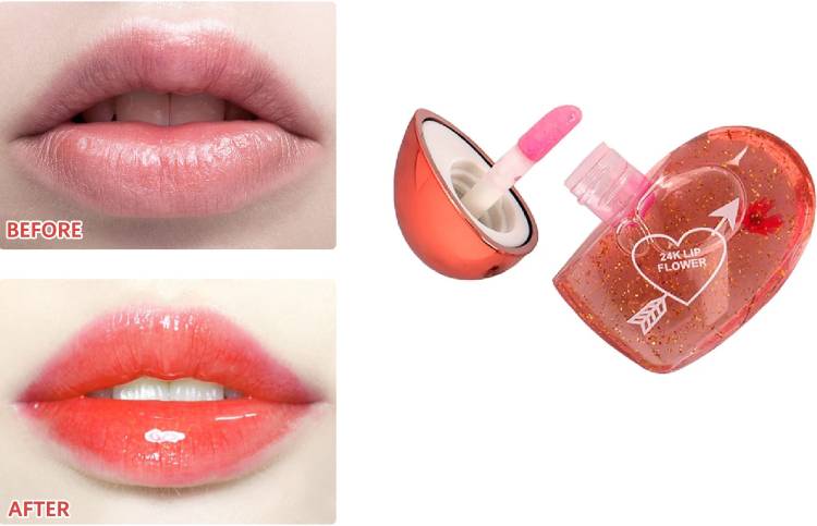 Wiffy Waterproof Lip Gloss Tint for Dry and Chapped Lips in Cute Heart-shape Metallic Price in India