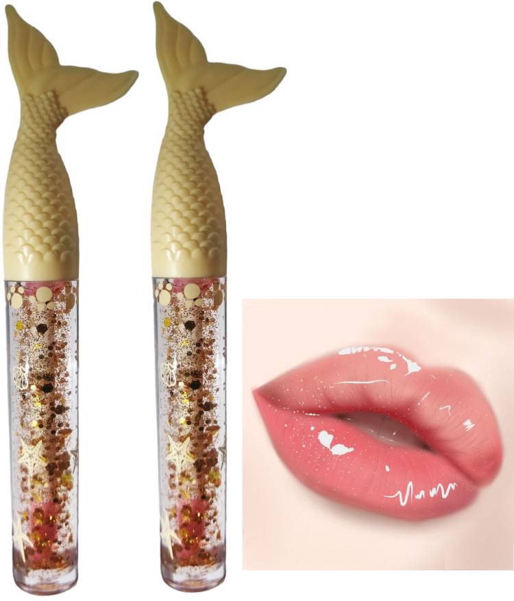 ADJD Shine Professional Mermaid Lip Gloss Waterproof Shining fish Yellow Price in India