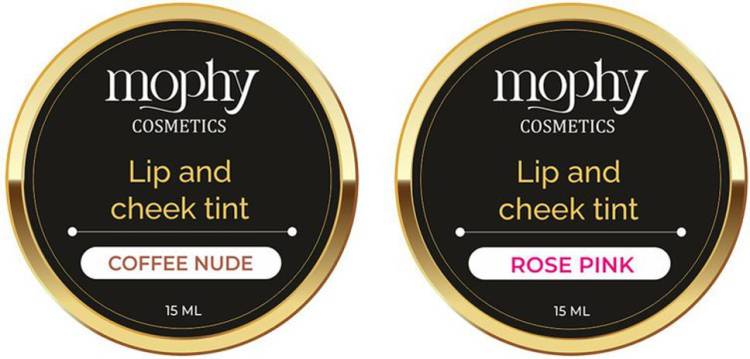 MOPHY Cosmetics Lip and Cheek Tint COFFEE NUDE & ROSE PINK Blush Natural Makeup Look Price in India