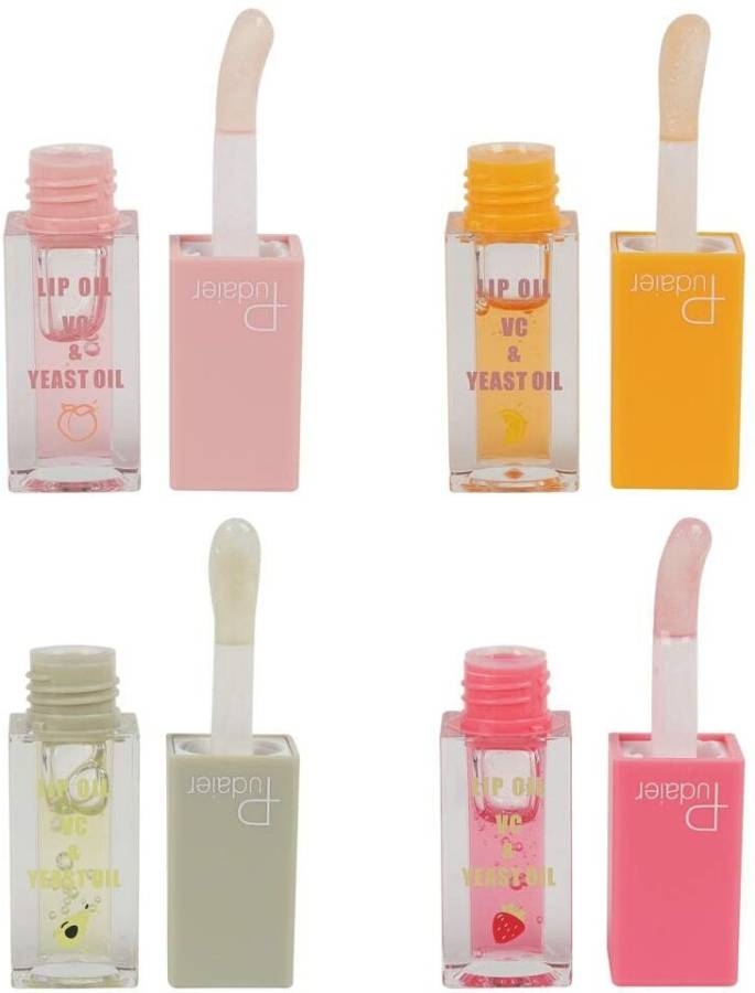 Pudaier Set Of 4 Lip Oil, Superior Quality For Dry, Choppy Lips Give Natural Glossy Look Price in India