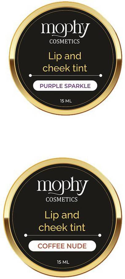 MOPHY Lip and Cheek Tint PURPLE SPARKLE,COFFEE NUDE Blush Natural Makeup Look Price in India