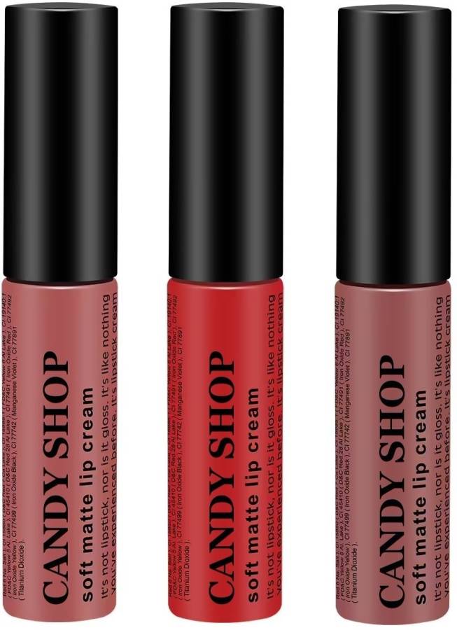 Candy Shop Soft Matte Creamy Lip Gloss sensational Combo 2, Pack Of 3 Price in India