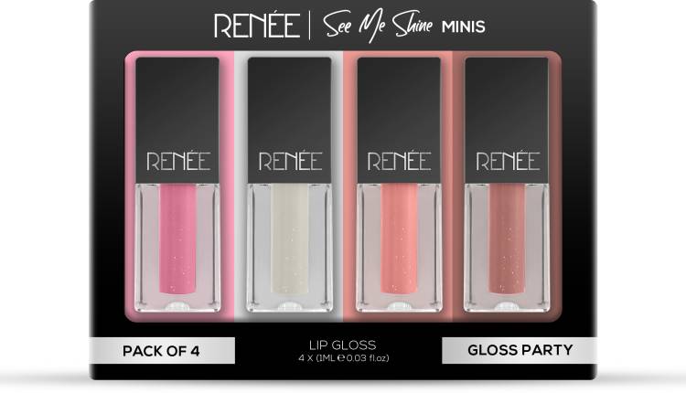 Renee See Me Shine Minis Gloss Party Combo 1ml Each, Non Sticky & Non Drying Formula Price in India