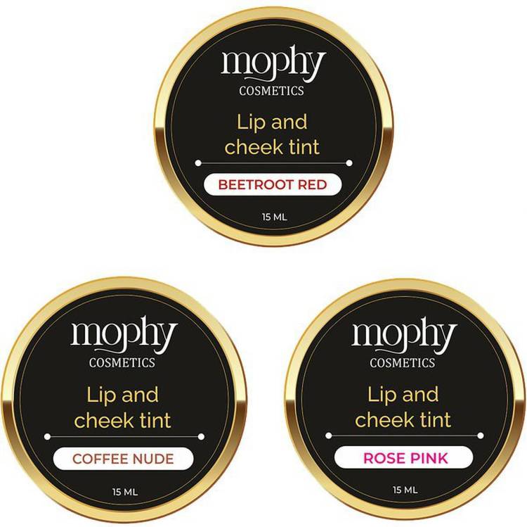 MOPHY Lip & Cheek Tint COFFEE NUDE,ROSE PINK,BEETROOT Blush Natural Makeup Look Price in India