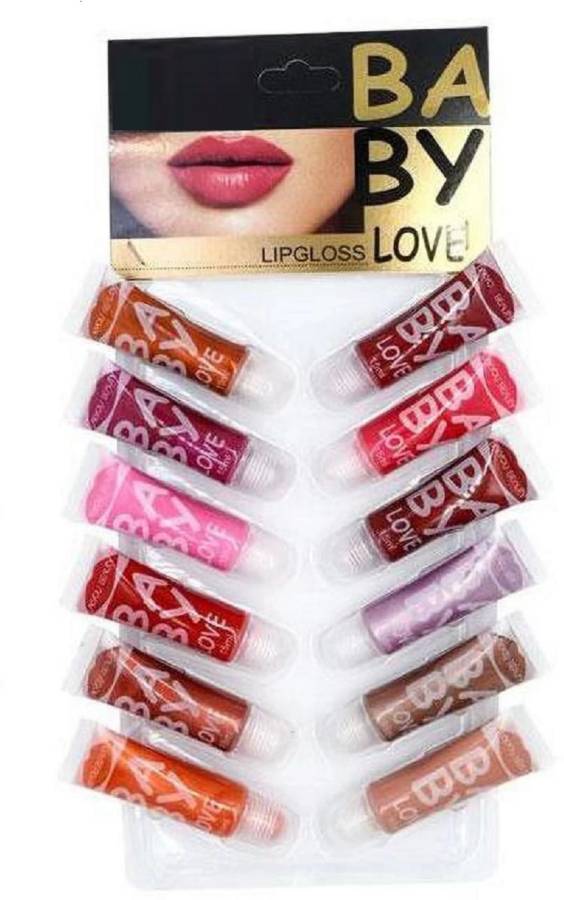 LJ LUJO BABY LOVE LIPGLOSS (PACK OF :12) (15 ml, PINK,BROWN,PEACH,) Price in India