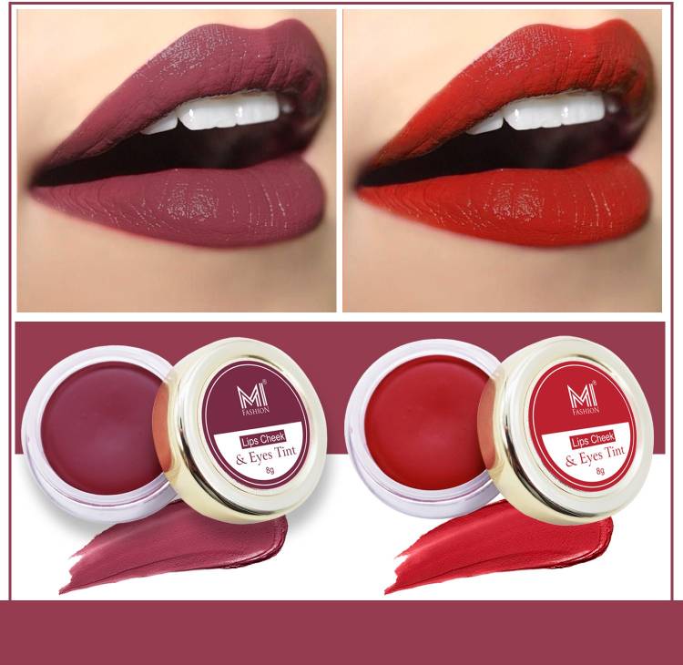 MI FASHION Natural Lip Tint Set of 2 Soft Matte Lasting Paraben SLS Free,Cheek and Eye Tint Price in India