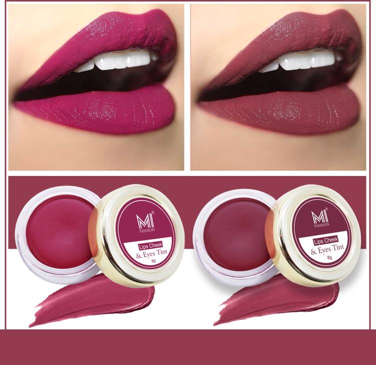 MI FASHION Natural Lip Tint Set of 2 Soft Matte Lasting Paraben SLS Free,Cheek and Eye Tint Price in India