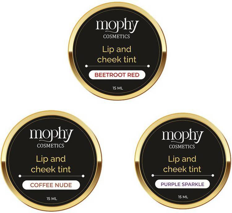 MOPHY Lip & Cheek Tint BEETROOT,COFFEE NUDE,PURPLE SPARKLEBlush Natural Makeup Look Price in India