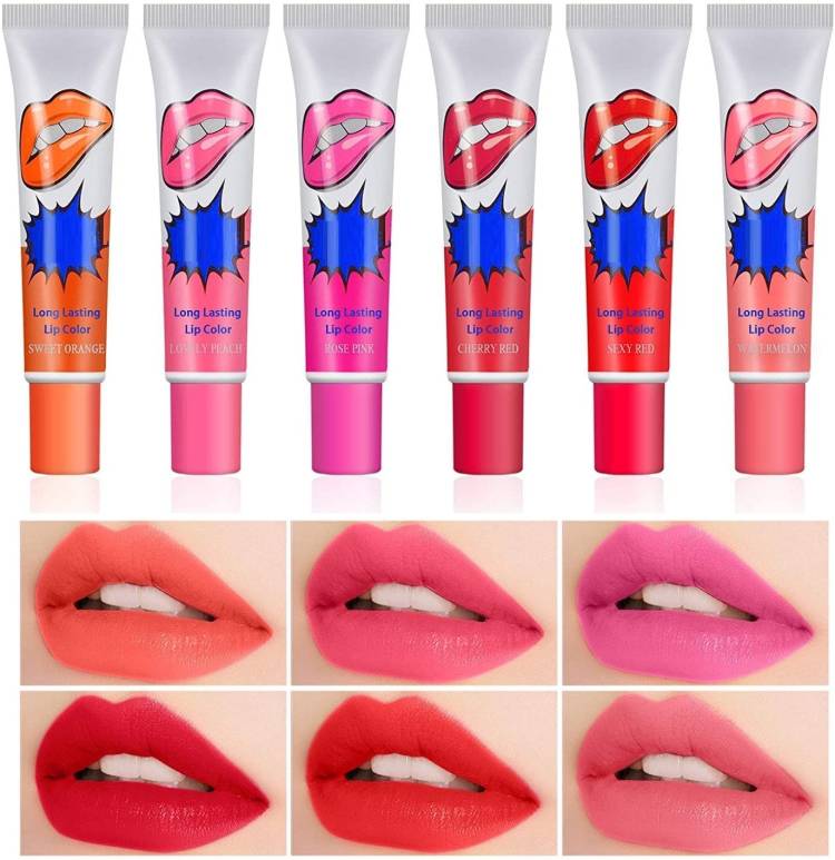 MYEONG 6 Amazing Colors Peel Off Liquid Lipstick Waterproof Long And Lasting Lip Gloss Price in India