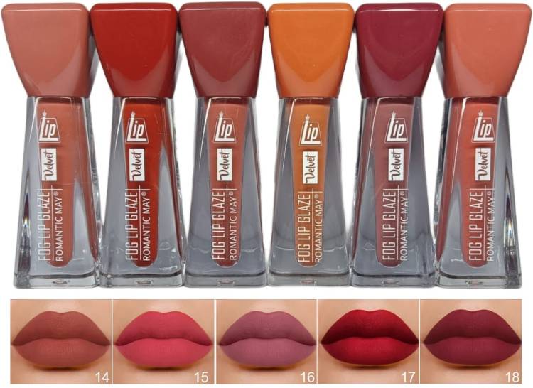 Facejewel Velvet Matte Waterproof Lip Shine Matte Lipgloss Pack Of 6 (1-6) Price in India