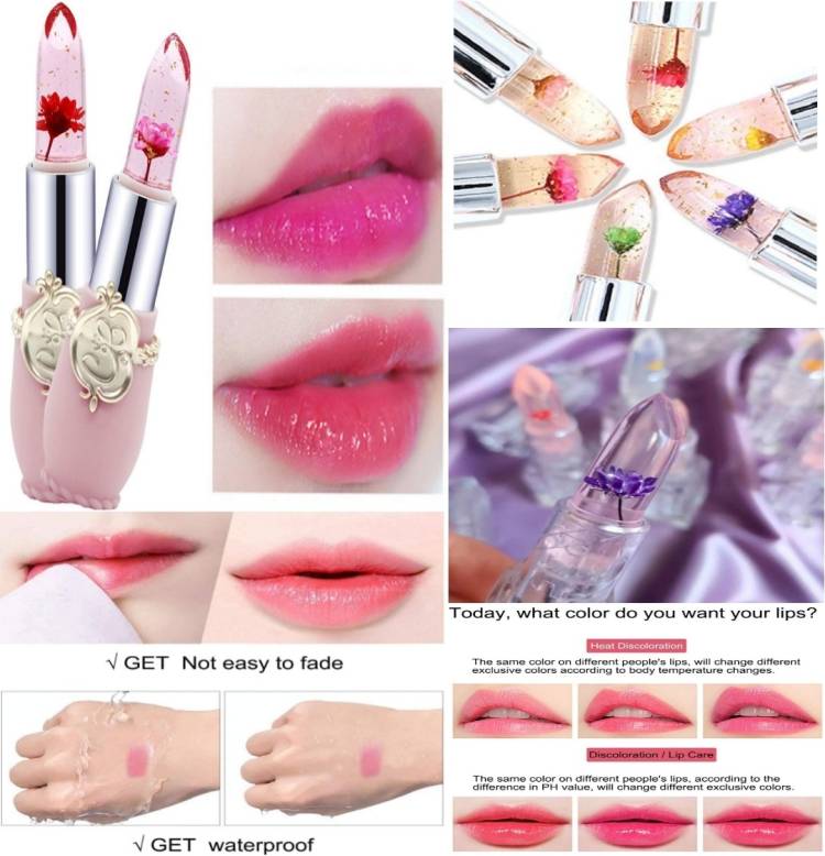 HGHASAYAGIRL 100% ORGANIC FLOWER INFUSED COLOR CHANGING PINK KOREAN JELLY LIPSTICK PACK OF 2 Price in India
