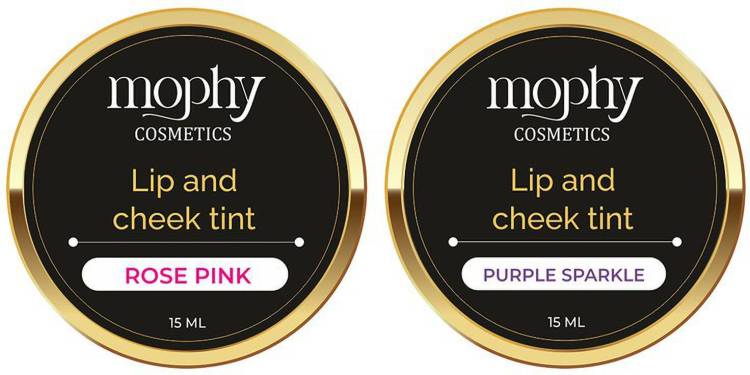 MOPHY Cosmetics Lip and Cheek Tint ROSE PINK & PURPLE SPARKLE Blush Makeup Look Price in India