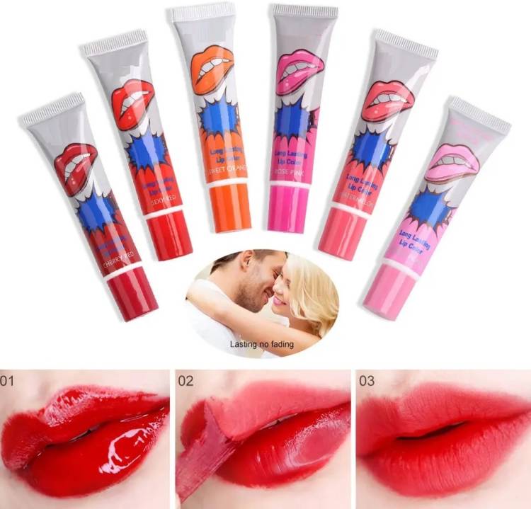 MYEONG 6 Colors Amazing Peel Off Liquid Lipstick Waterproof Long Lasting Lip Gloss Price in India