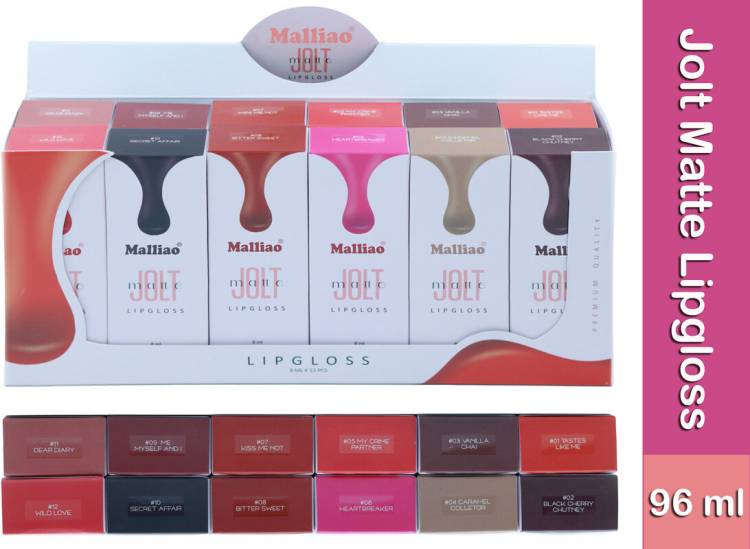 Malliao Jolt Matte Water Proof Long Lasting 12 No. Lipstick Shed-12 Pic Price in India