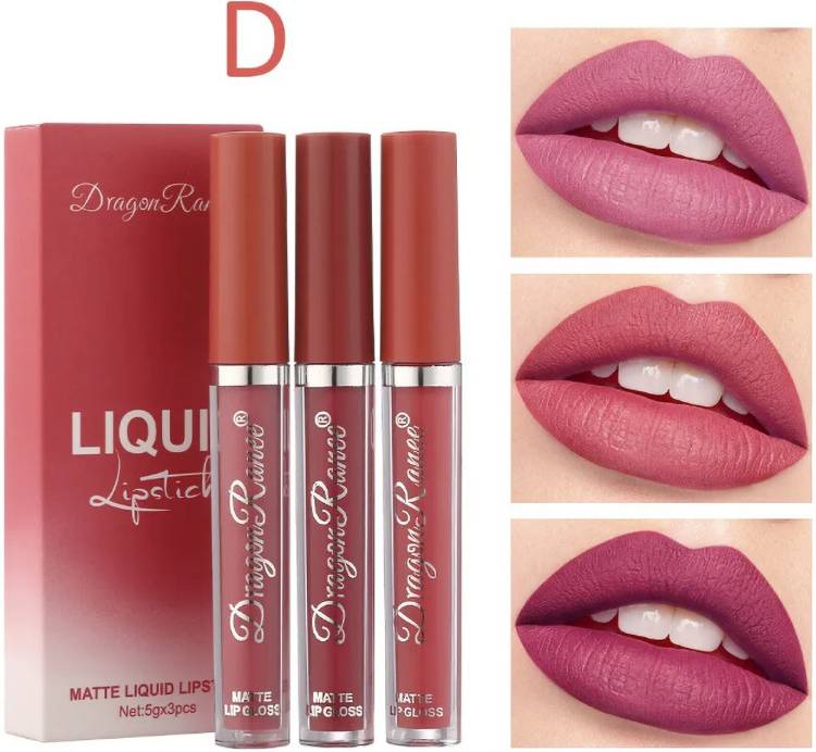 feelhigh Dragon Ranee 3Pcs Lip Glaze Velvet Matte Liquid Lipstick Set Price in India