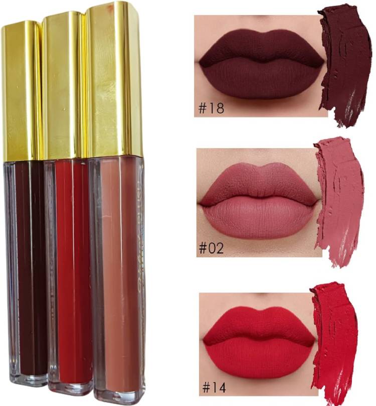 WECHARMERZ Waterproof Matte & Smudgeproof Lip Gloss Red, Brown, Skin Price in India