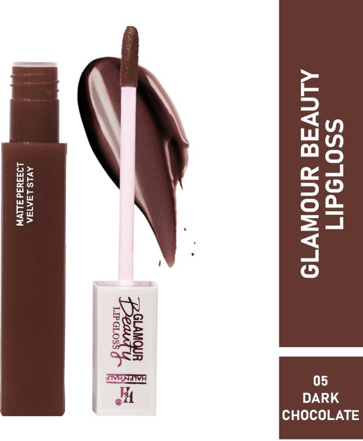 Half N Half Rich Glamour Beauty Lipgloss, Matte Perfect Velvet Stay, Dark Chocolate, 5ml Price in India