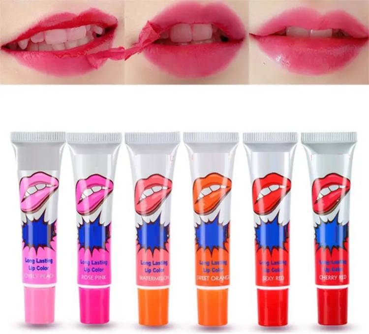 MYEONG 6 Colors Amazing Peel Off Liquid Lipstick Waterproof Long And Lasting Lip Gloss Price in India