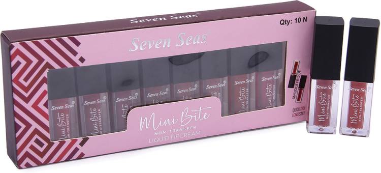 Seven Seas Mini Bites Nude Shades Liquid Lipstick Pack | 10 Different Shades Price in India