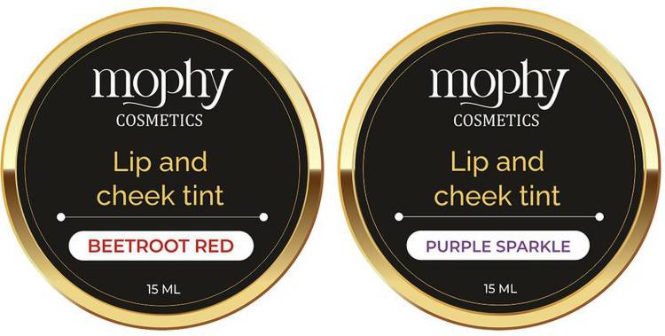 MOPHY Cosmetics Lip and Cheek Tint BEETROOT & PURPLE SPARKLE Blush Makeup Look Price in India