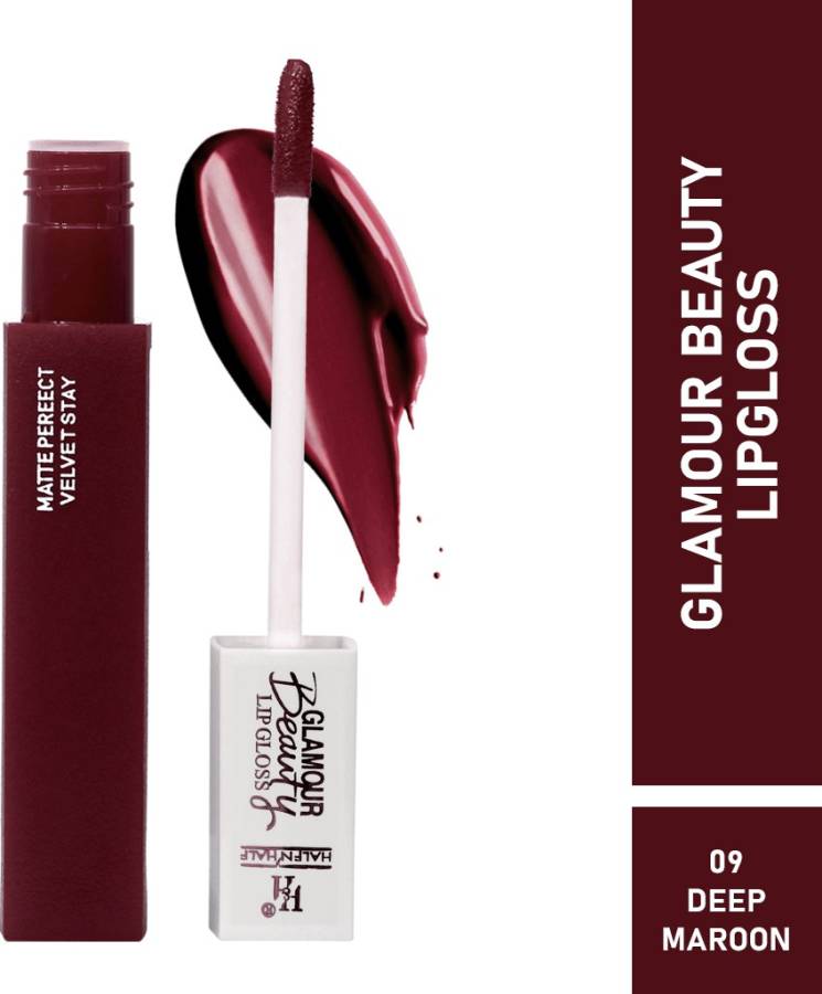 Half N Half Rich Glamour Beauty Lipgloss, Matte Perfect Velvet Stay, Deep Maroon, 5ml Price in India