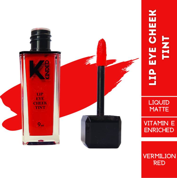 KINDED Lip Eye and Cheek Tint Pigmented Liquid Lip Color Vermilion Red with Vitamin E Lip Stain Price in India
