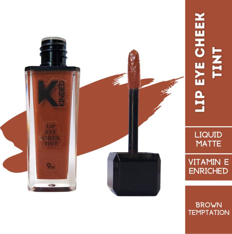 KINDED Lip Eye & Cheek Tint Pigmented Liquid Lip Color Brown Temptation with Vitamin E Lip Stain Price in India