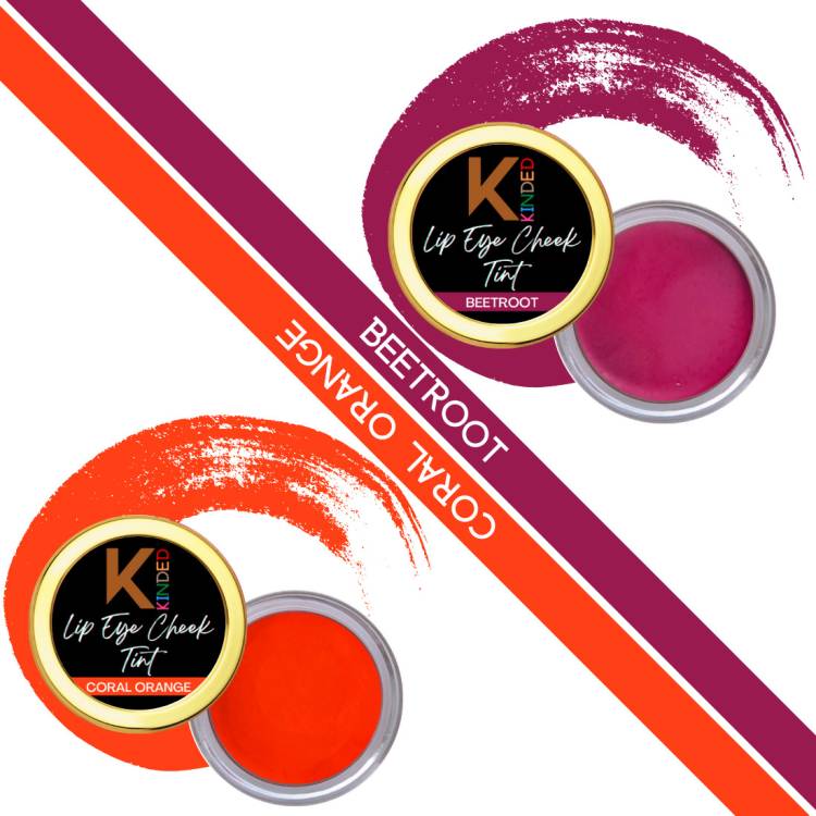 KINDED Lip Eye & Cheeks Tint Combo Pigmented Lip Colour Lipstick Balm Eyeshadow Blush Lip Stain Price in India