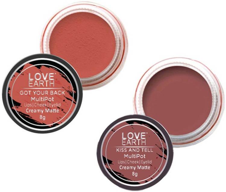 LOVE EARTH Lip Tint & Cheek Tint Combo Coral & Mauvish Pinkfor Lips, Eyelids Cheeks Lip Stain Price in India