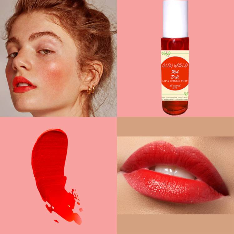 GLOW WORLD Lip and cheek tint | Pink (10 ML) 100% Organic | Pure | Natural Ingredients Lip Stain Price in India