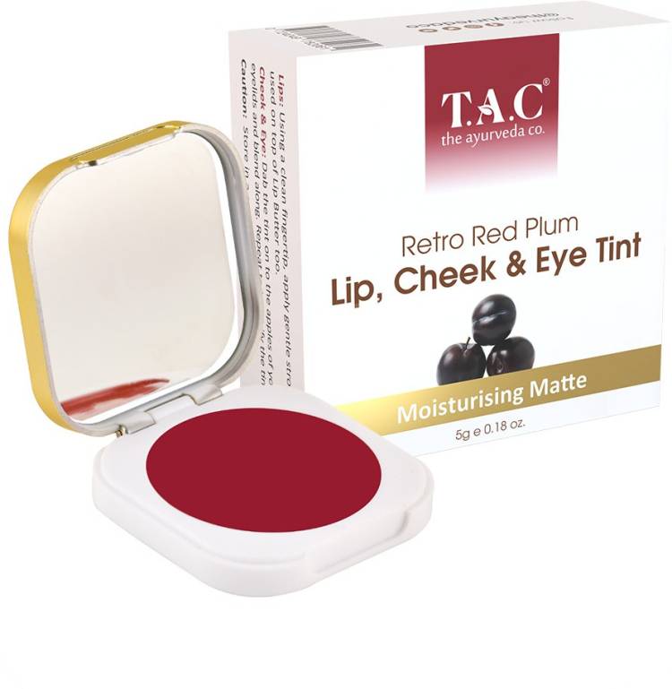 TAC - The Ayurveda Co. 100% Natural Vegan Lip, Cheek & Eye Tint Blush with Red Plum, Organic Shea Butter,10gm SLS & Paraben Free Lip Stain Price in India