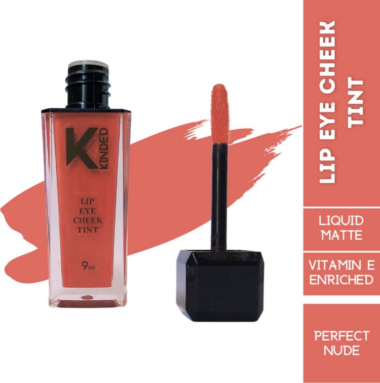 KINDED Lip Eye and Cheek Tint Pigmented Liquid Lip Color Perfect Nude with Vitamin E Lip Stain Price in India