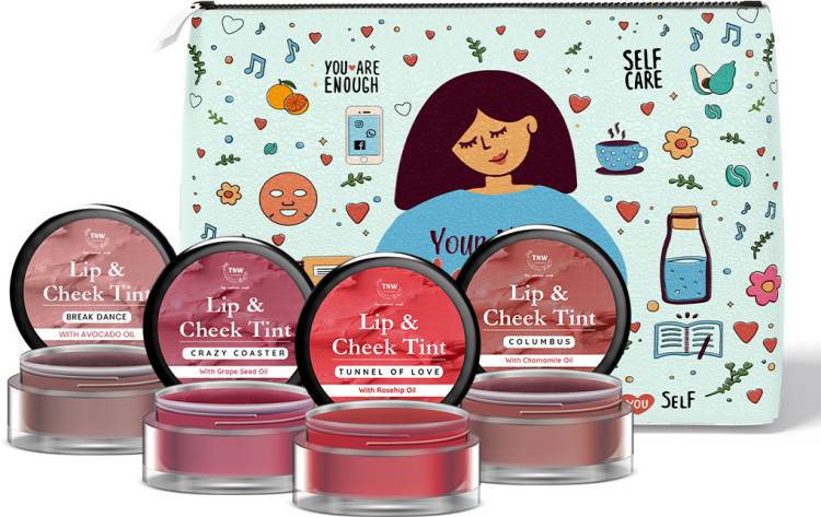 TNW - The Natural Wash "Glam On The Go - Combo of 4 Lip and Cheek Tint with Pouch | 4 Shades " Lip Stain Price in India