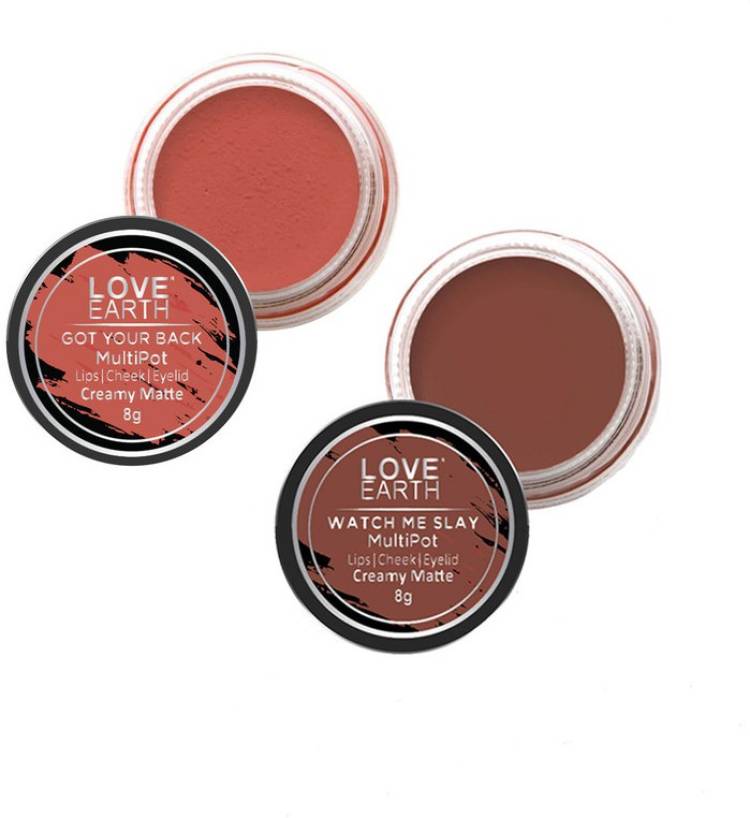 LOVE EARTH Lip Tint & Cheek Tint Combo Coral & Caramel Brownfor Lips, Eyelids Cheeks Lip Stain Price in India