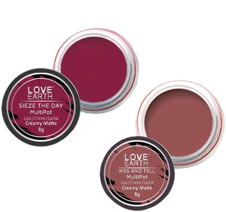 LOVE EARTH Lip & Cheek Tint Combo Mauvish Pink & Raspberry Pink for Lips Eyelids Cheeks Lip Stain Price in India