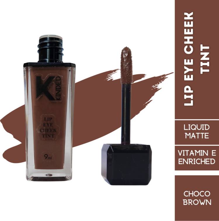KINDED Lip Eye and Cheek Tint Pigmented Liquid Lip Color Choco Brown with Vitamin E Lip Stain Price in India