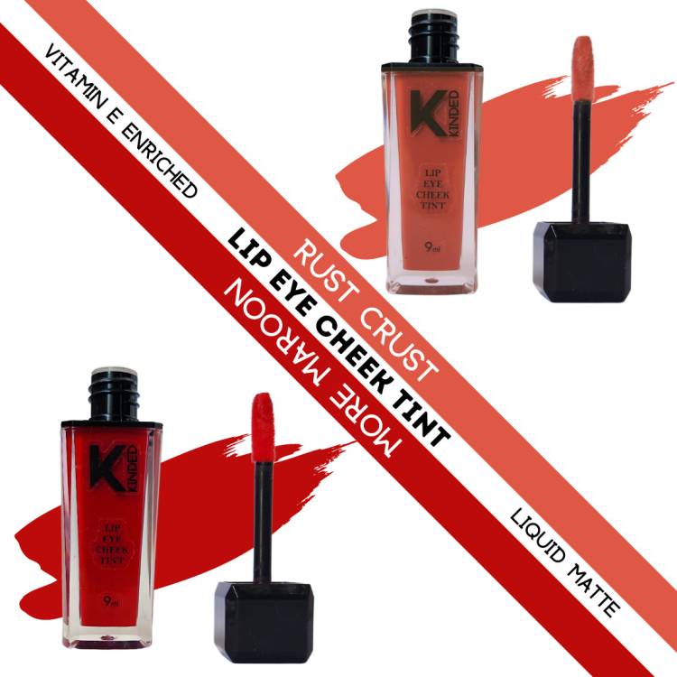KINDED Lip Eye & Cheek Tint Combo Liquid Lip Color Rust Crust & More Maroon Lip Stain Price in India